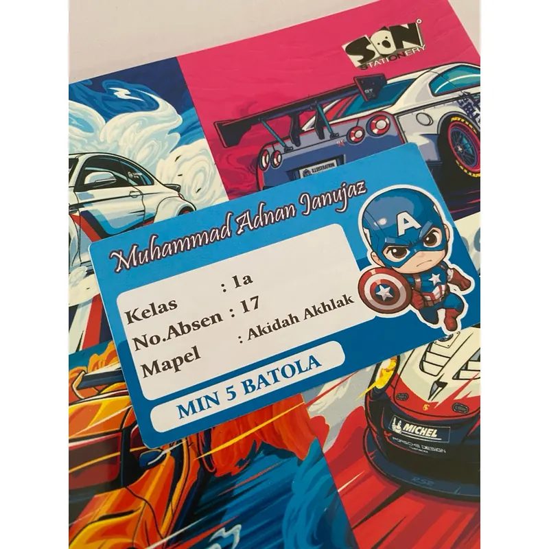 Stiker Label Nama Buku Sekolah Custom – Tahan Air