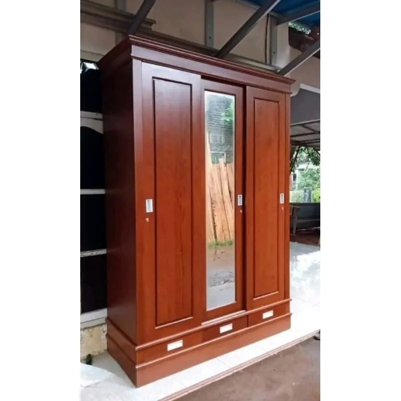 Lemari sleding PL3 Minimalis kayu Jati