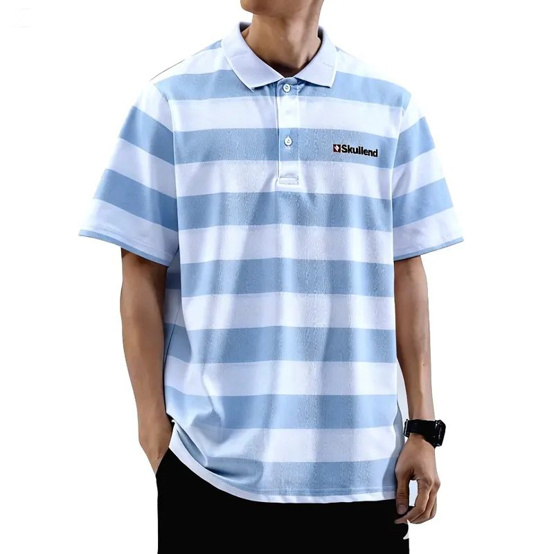 SKULLEND Kaos Kerah Salur Polo Shirt Pria