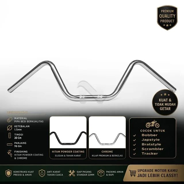 Stang Handlebar Camar Tinggi Motor custom / classic / japstyle / tracker / bobber
