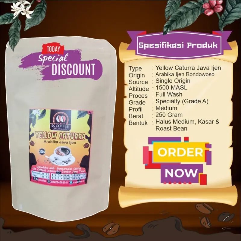 Kopi Arabika Yellow Caturra Java Ijen Bondowoso