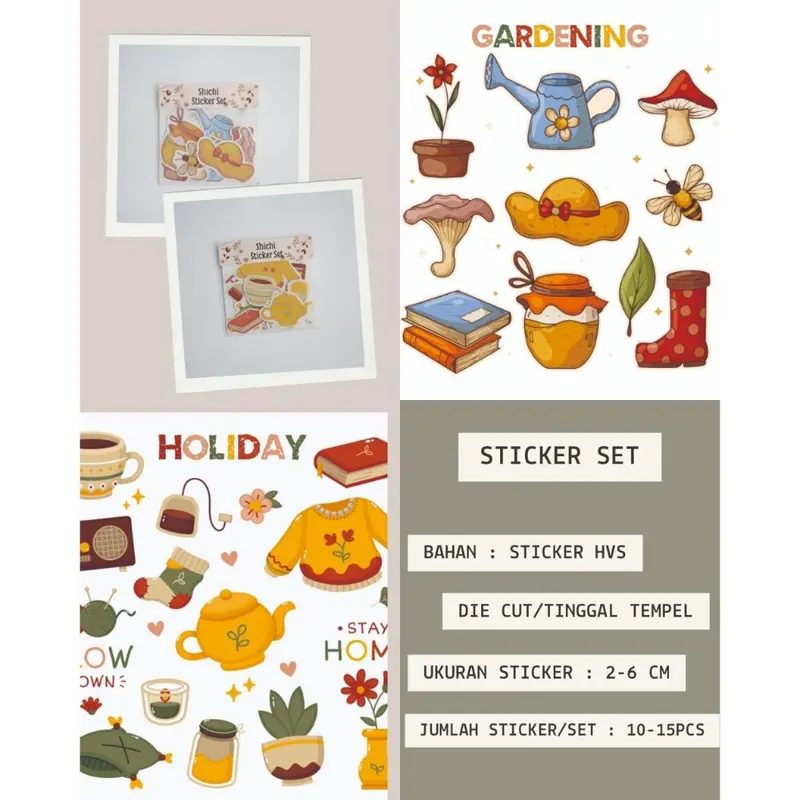 Stiker Pack Gardening Holiday / Sticker Die Cut / Set Deco