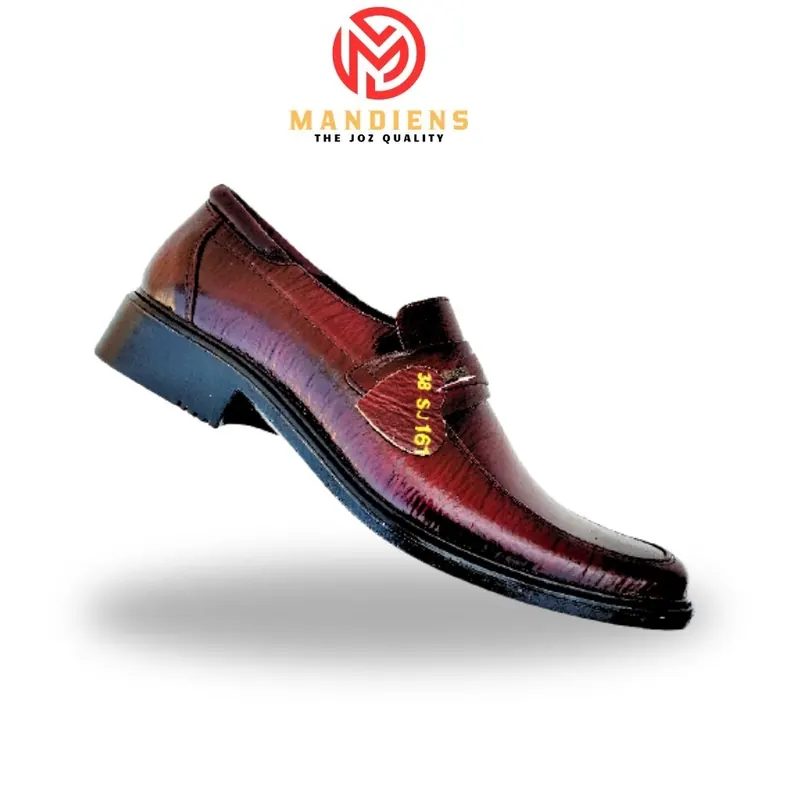 MANDIENS - Sepatu Formal Pria Kulit Asli Medali BJ161MR Pantofel Kulit Merah