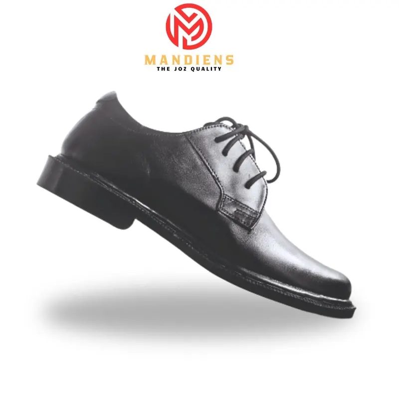 Mandiens PDK DOP - Sepatu Formal Pantofel Pdh Pria Kulit Asli Dinas Polisi TNI Security Satpam Hitam