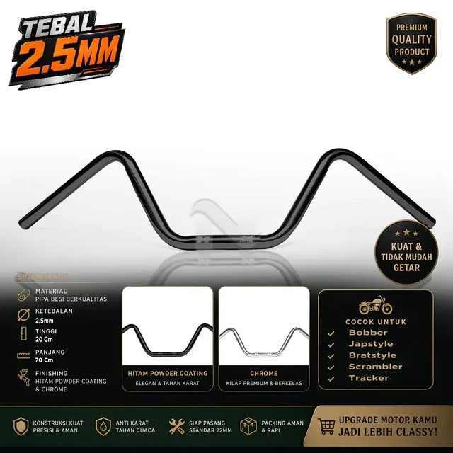 Stang Camar Tinggi Universal BSA PNP Semua Motor Tebal 2.5mm