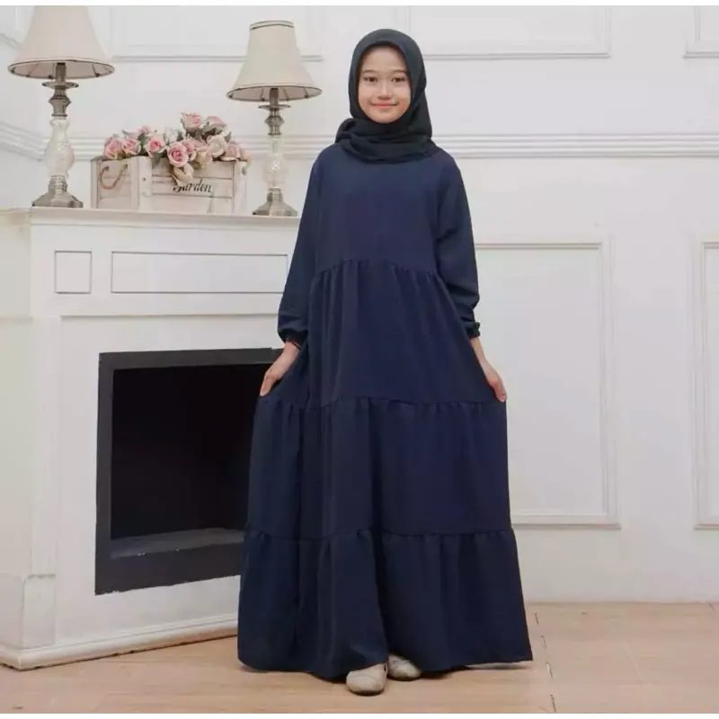 Gamis Anak Perempuan 7-12 Tahun Bahan Katun Nyaman Adem Terpopuler