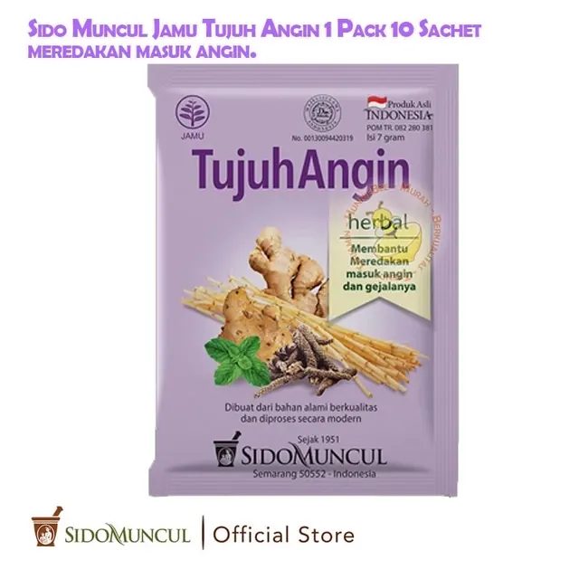 Sido Muncul Jamu Tujuh Angin 1 Pack 10 Sachet meredakan masuk