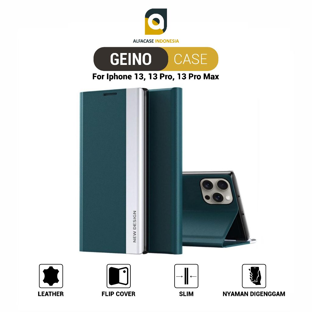 ALFACASE Flip Cover New Design Case iPhone 13 Pro Max Geino - Casing 13 Series
