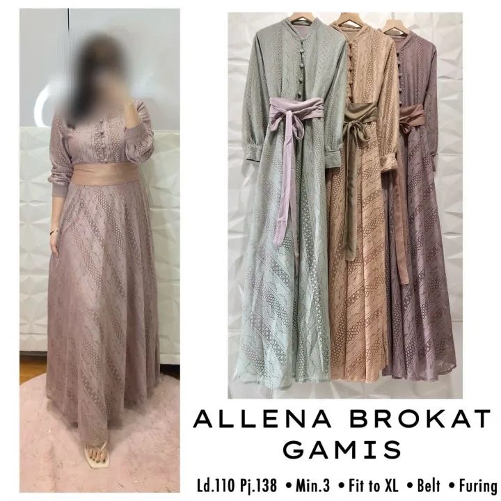 gamis brukat kondangan modis real pic tali lepas