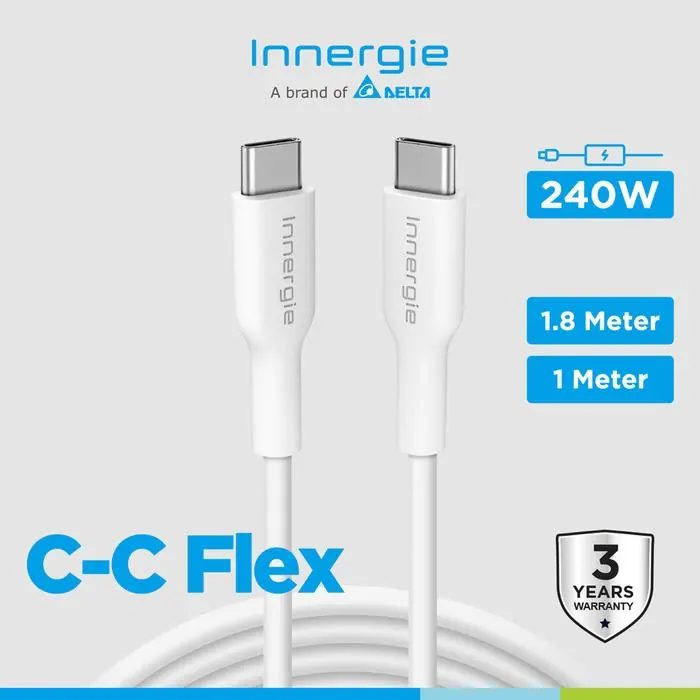 Kabel Charger Type C INNERGIE USB 3.1 PD 240 Watt For Macbook Pro iPad Samsung S24
