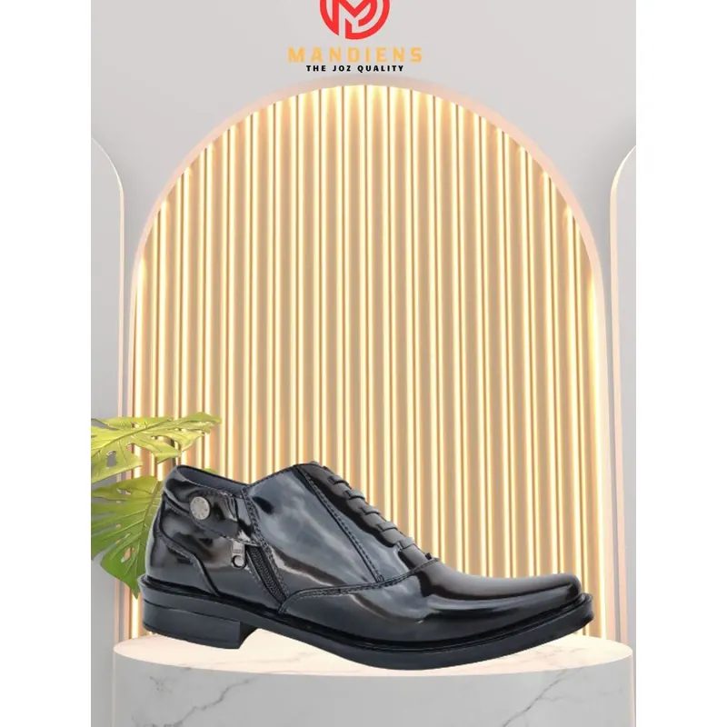 Sepatu Formal Hitam Pria Mandiens - Sepatu Pdh Tni Polri Resleting Samping Sol Karet Anti Slip