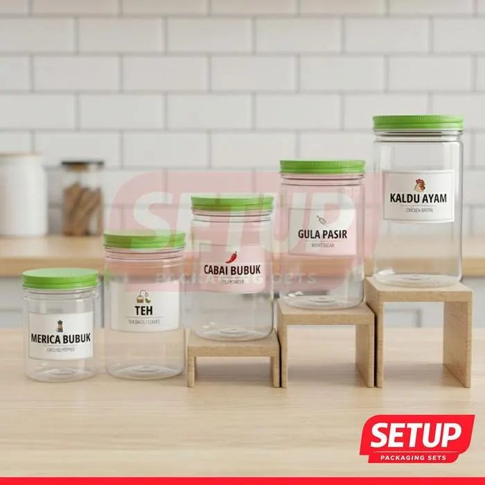 Toples Silinder Pantry Premium 200-1300ml + Label Tepung