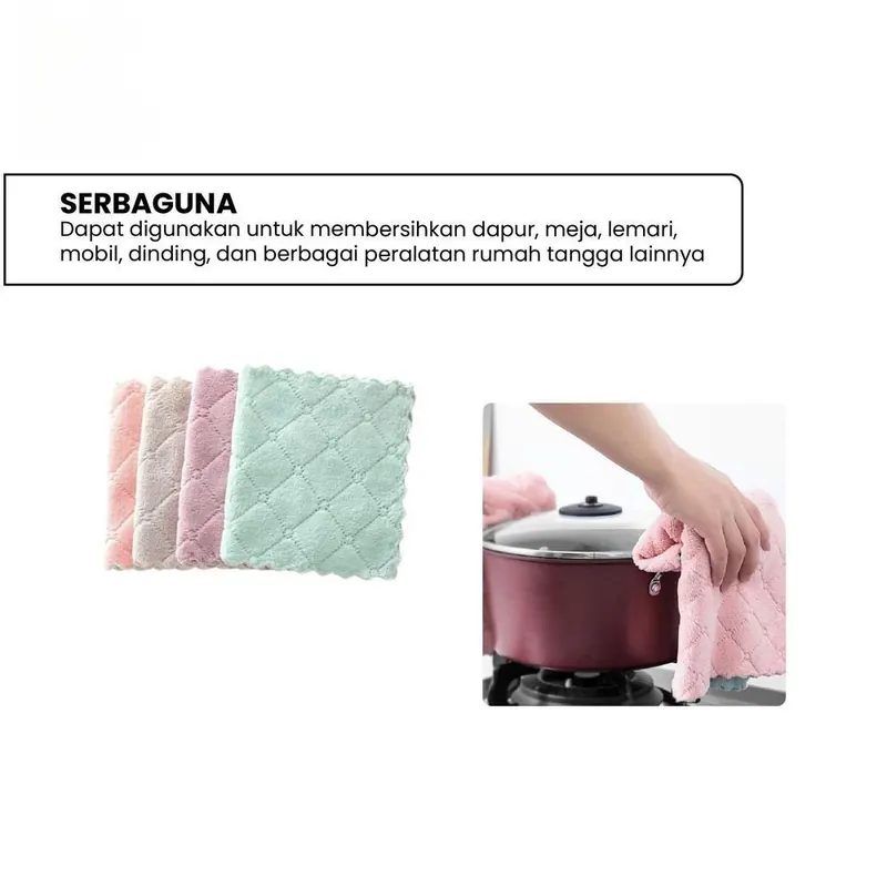 Lap Dapur Serap Air Cepat Kering Microfiber Coral Fleece