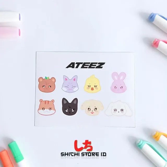 Stiker ATEEZ/ Kpop Karakter Kpop/ATINY