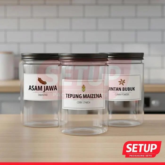 Toples Silinder Pantry Premium 200-1300ml + Label Dapur