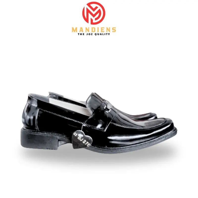 MANDIENS Sepatu Kulit Asli Pantofel Pria Original Medali BJ276 Hitam Kilap BJ176 Hitam Dop Sepatu Pantofel Pria Kulit Asli cocok untuk Pesta Dinas Harian Pantofel Cowok Formal Kerja Pesta Terbaru Kual
