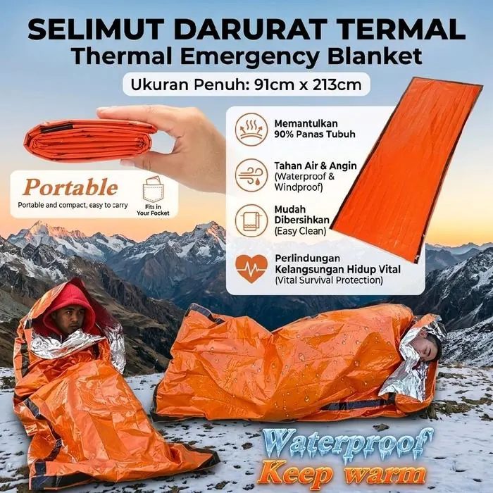 Selimut Darurat Emergency Blanket Camping Thermal 91x213cm