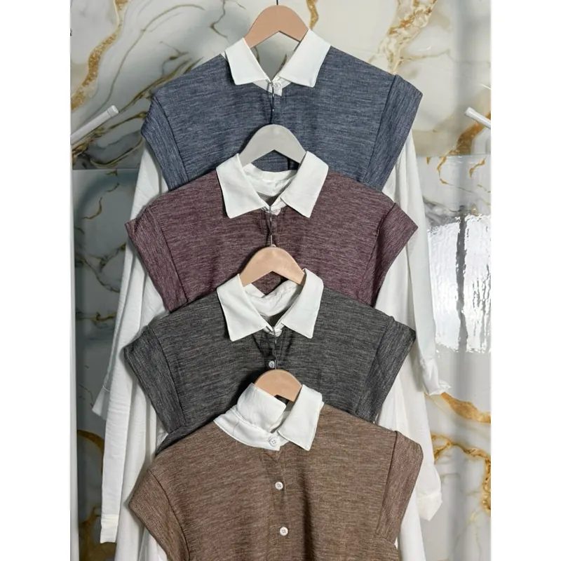 Blouse Cringkle kombinasi rajut