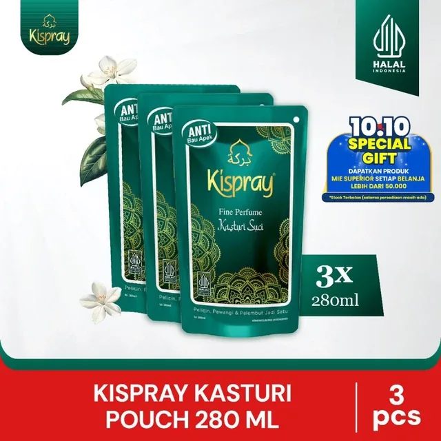 Kispray Kasturi - Refill Pouch - 280 mL - isi 3