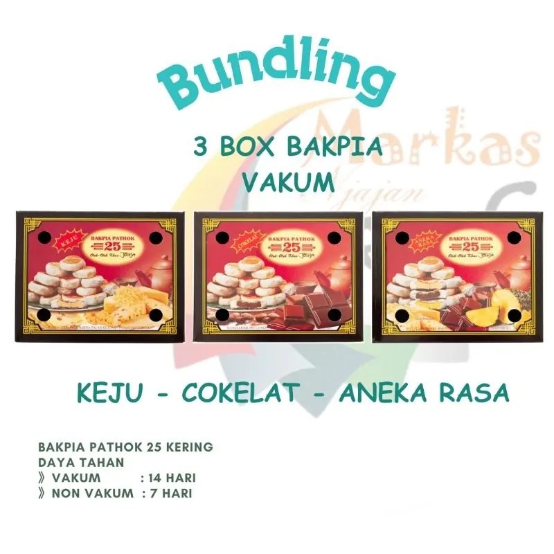 Paket Bundling 3 BOX Bakpia Pathok 25 Kemasan Vakum