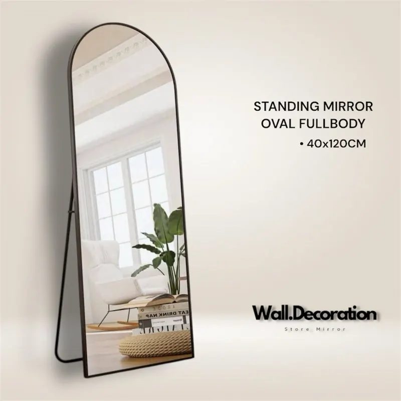 Standing Mirror Aesthetic Full Body Frameless Oval 153x40cm Premium