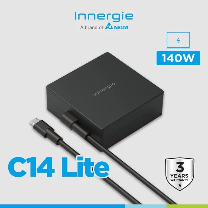 Innergie C14 Lite Pro Charger Laptop USB-C PD 3.1 140W Universal Fast Charging Untuk