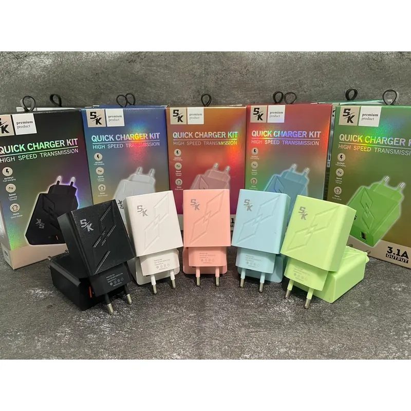 QTOP Charger 3.1A Macaron 18W Quick Travel Colokan Micro USB / Type-C