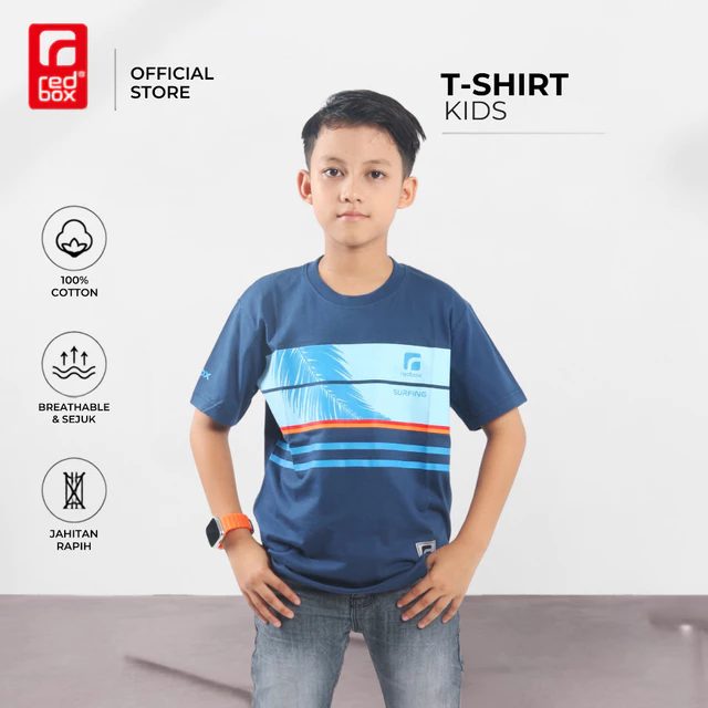 RedBox Baju Kaos Anak Laki Tanggung Remaja Junior Usia 9-17 Tahun Cotton Combed 24s Warna