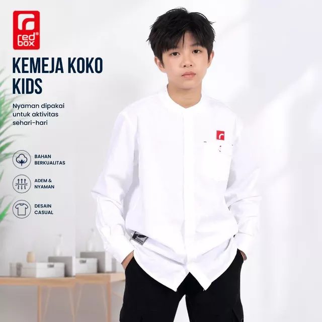 Redbox Kemeja Koko Kemko Anak Laki-Laki Tanggung Junior Remaja Usia 9-17 Tahun Katun