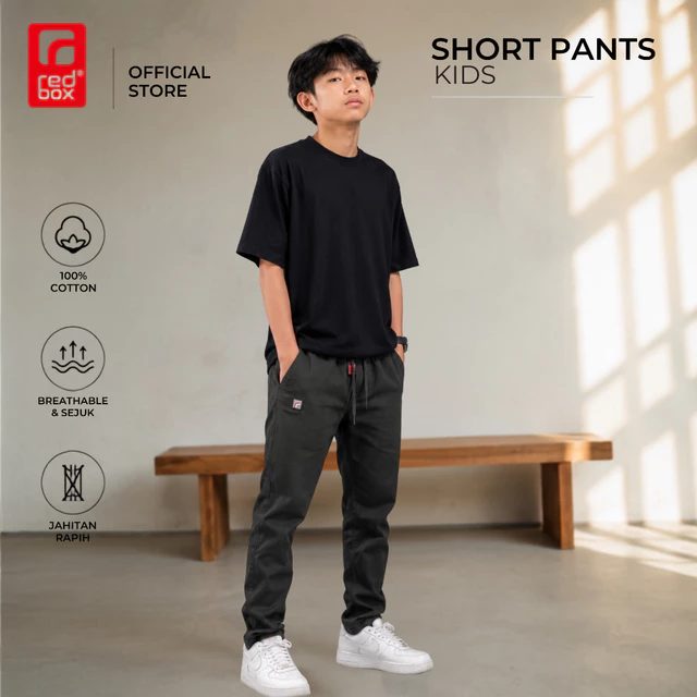 redbox - celana panjang chinos anak laki tanggung remaja junior usia 9-17tahun warna abu