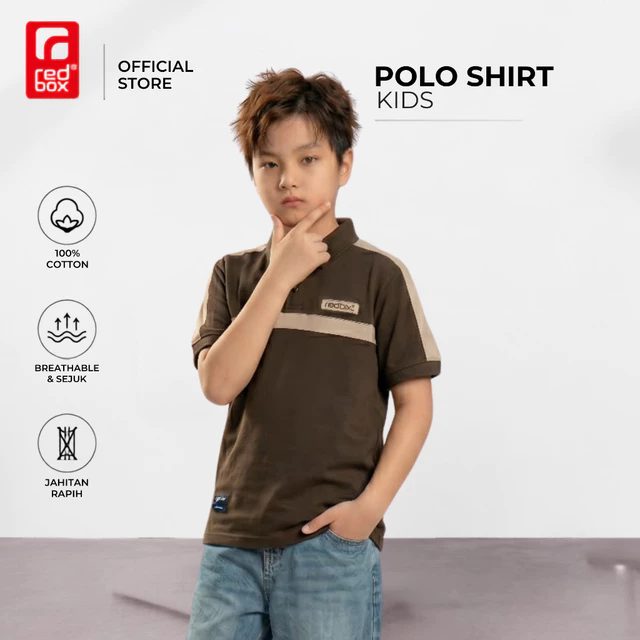 Redbox Kaos Kerah Anak Laki Tanggung Remaja Junior Usia 9-17 Tahun Bahan Lakos Pique