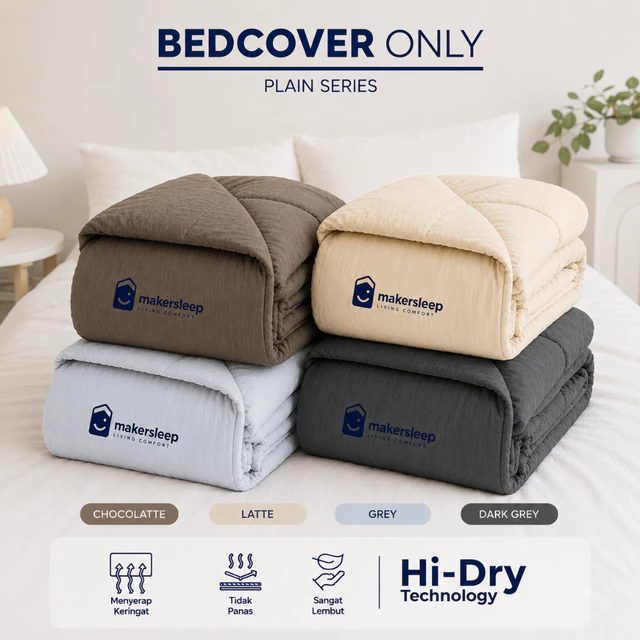 Khusus Pembelian Bedcover Only Plain/Polos Ukuran 120x220 - Makersleep