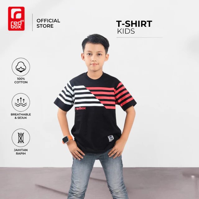 Redbox Baju Kaos Anak Laki-Laki Tanggung Remaja Junior Usia 9-17 Tahun Cotton Combed 24s