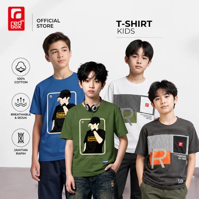 Redbox - kaos anak tanggung laki remaja junior usia 9-17tahun Topi&R Premium