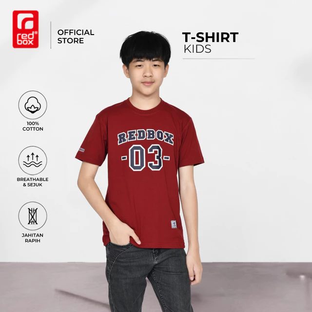 Redbox Baju Kaos Anak Laki Tanggung Junior Remaja Usia 9-17 Tahun Bahan Cotton Combed 24s