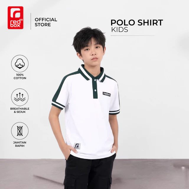 Redbox Kaos Kerah Anak Laki Tanggung Remaja Junior Usia 9-17 Tahun Bahan Katun Pique