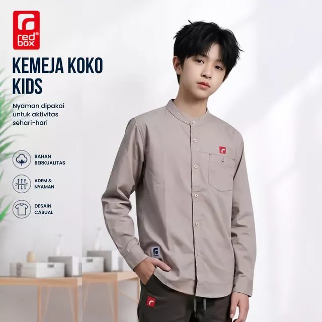 Redbox - kemeja kemko anak laki-laki tanggung remaja junior usia 9-17th Katun Twill Warna