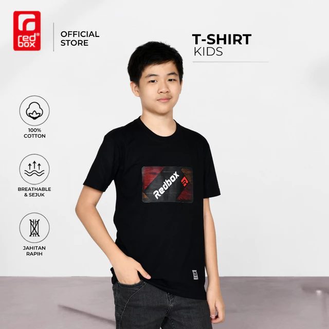 Redbox Baju Kaos Anak Laki-Laki Tanggung Remaja Junior Usia 9-17 Bahan Cotton Combed 24s