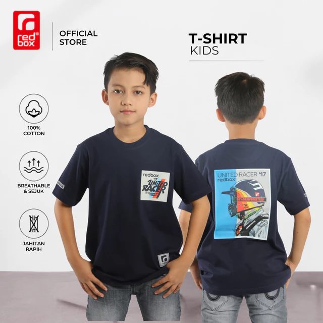 Redbox Baju Kaos Anak Laki-Laki Tanggung Remaja Junior Usia 9-17 Tahun Cotton Combed 24s