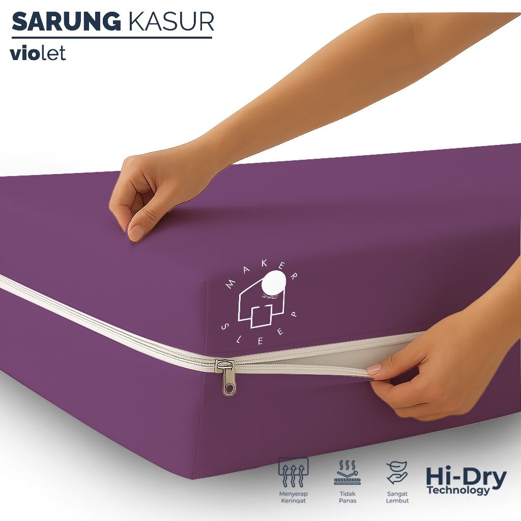Sarung Kasur Polos / Sprei Resleting Bahan Mikrosilk Ukuran No 1 180x200 King Bed Tinggi