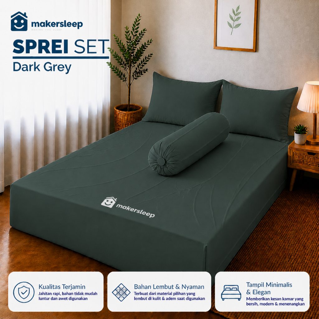 Sprei Set Polos No 4 Single 90x200x20 Double Karet Anti Geser - Makersleep