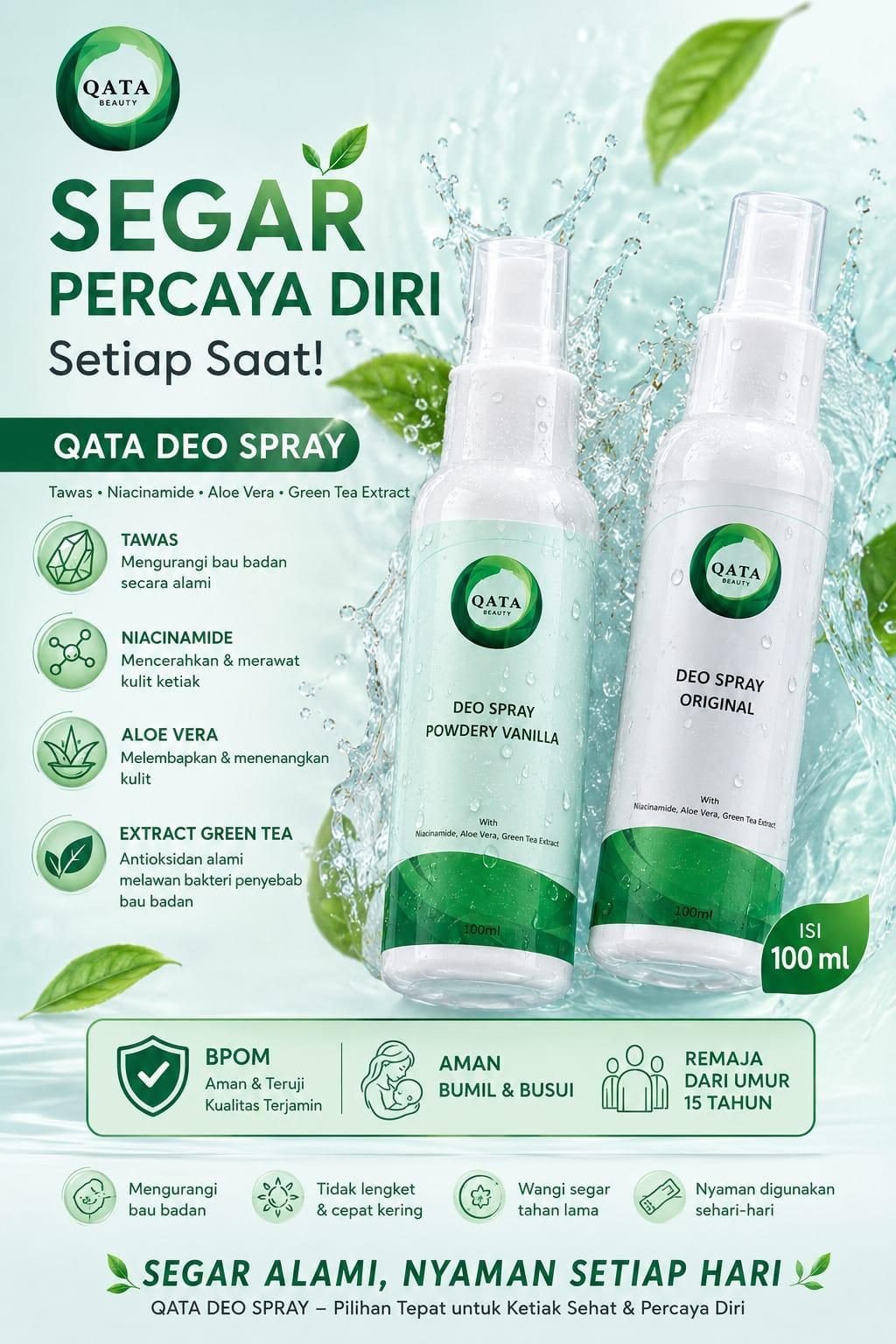 Qata Deo Spray Tawas by Qata Beauty - BPOM - Isi 100 ml