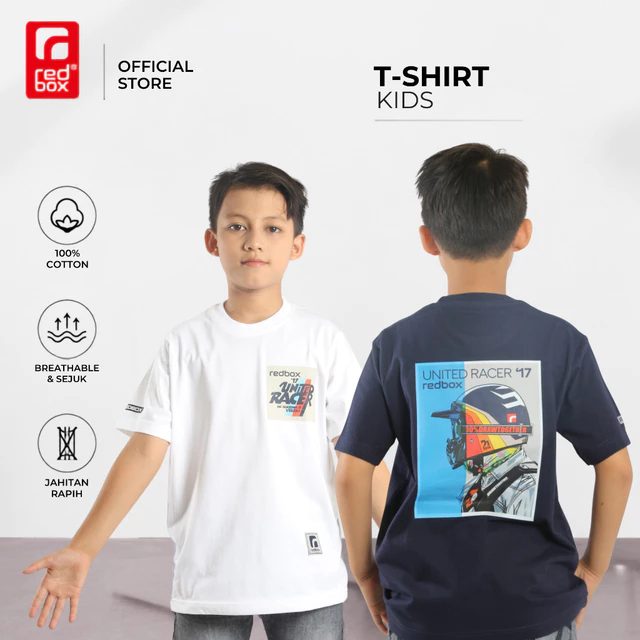 Redbox Baju Kaos Anak Laki-Laki Tanggung Remaja Junior Usia 9-17Tahun Combed24s Racer