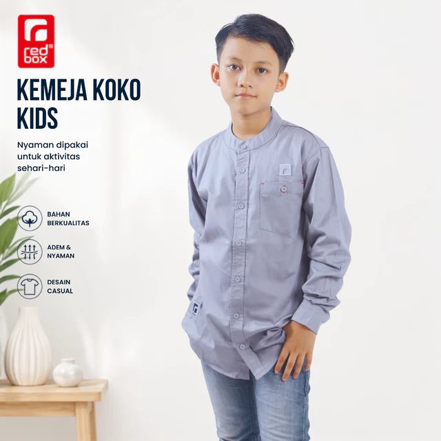 Redbox Kemeja Koko Kemko Anak Laki-Laki Tanggung Remaja Usia 9-17 Tahun Bahan Cotton