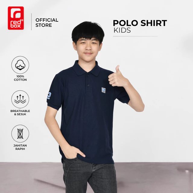 Redbox Baju Kaos Kerah Anak Laki-Laki Tanggung Remaja Junior Usia 9-17 Tahun Premium
