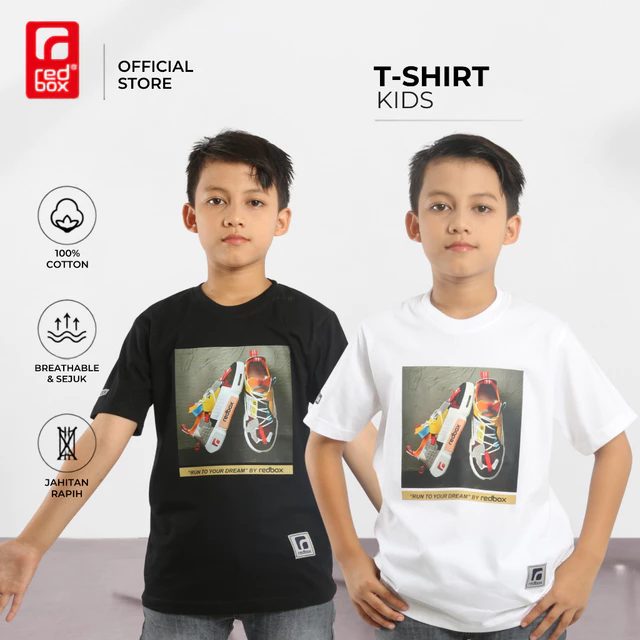 Redbox Baju Kaos Anak Laki-Laki Tanggung Remaja Junior Usia 9-17 Tahun Cotton Combed 24s
