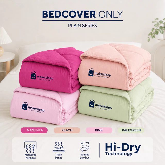 Khusus Pembelian Bedcover Only Plain/Polos Ukuran 215x220 - Makersleep