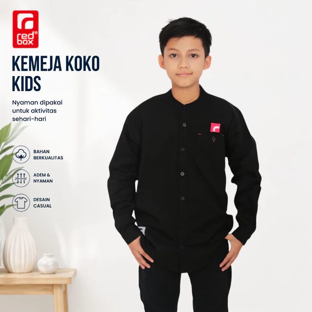 Redbox Kemeja Koko Kemko Anak Tanggung Remaja Junior Usia 9-17 Tahun Premium Katun Twill