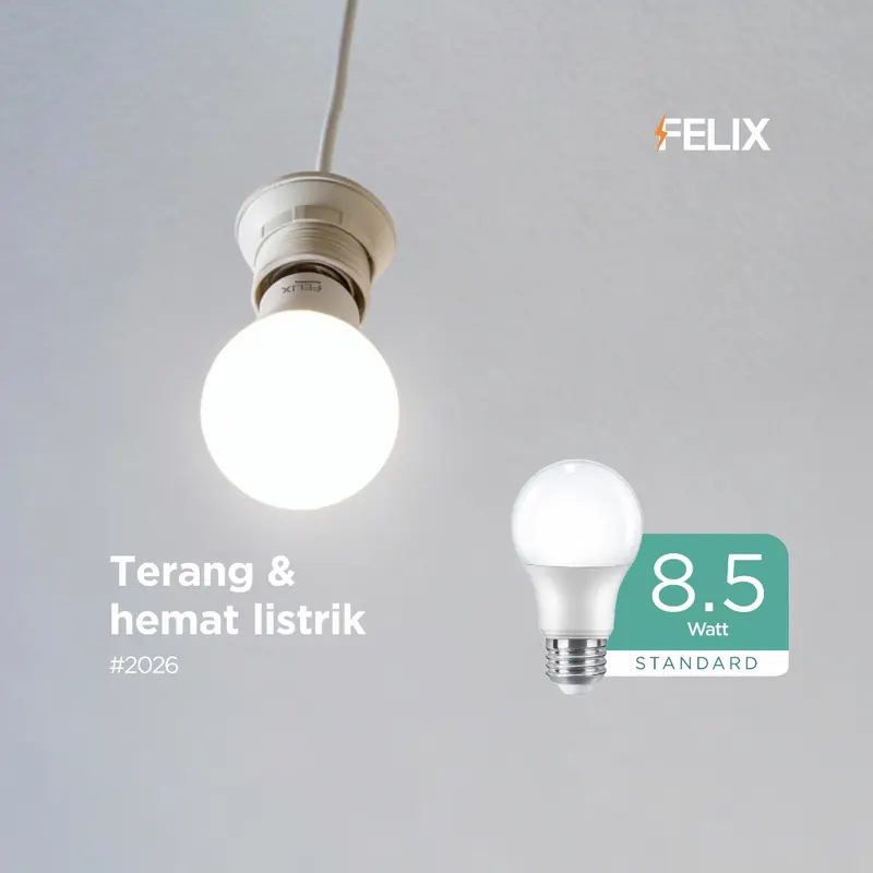[2PCS] FELIX STANDARD LED 8.5W Putih Hemat 85% Bohlam Lampu E27 Setara 81W Garansi 1
