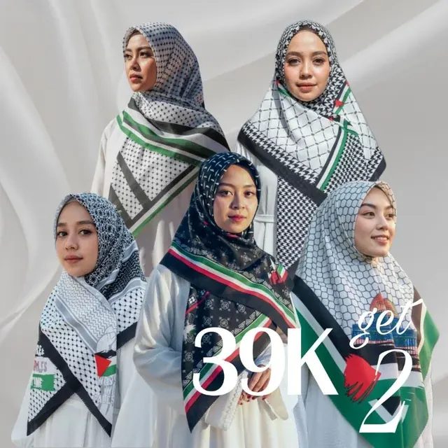 Jilbab Palestina Anti Leyot Hijab Kerudung Segi Empat Motif Masjidil Aqsa